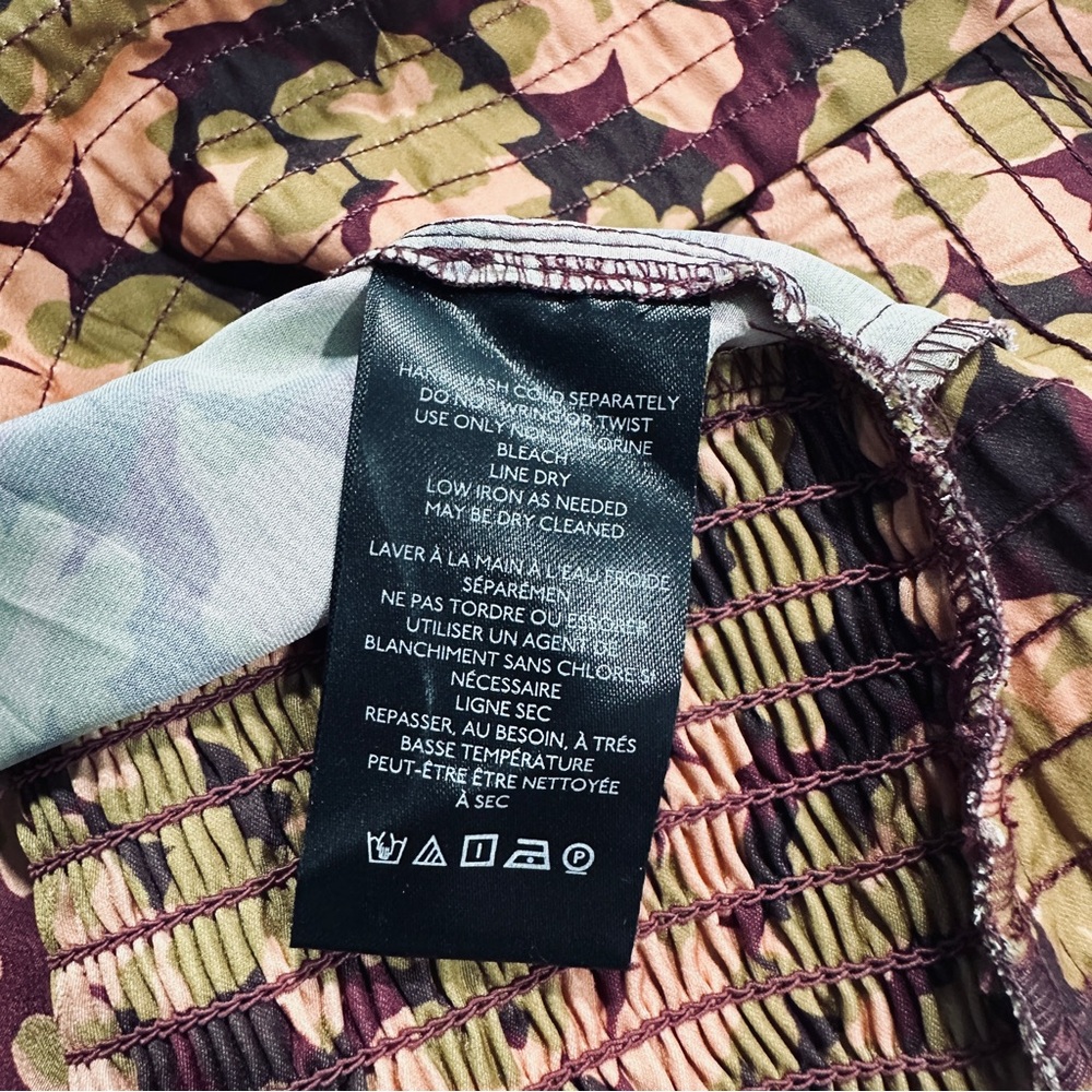 Anthropologie Floral Wrap Blouse NWT Large Brown Boho Romantic Top Silky - Picture 11 of 11